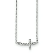 Sterling Silver Rhodium-plated CZ Sideways Cross 16 inch Necklace with 2 inch extension Q-QG4406-16