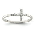 thumbnail image 1 of Sterling Silver Rhodium-plated CZ Sideways Cross Ring, 1 of 6