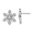 thumbnail image 1 of Finest Gold Sterling Silver Rhodium-Plated CZ Snowflake Post Earrings, 1 of 3