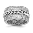 thumbnail image 1 of Finest Gold Sterling Silver Rhodium-Plated CZ Spinning Chain Center Ring - Size 6, 1 of 5