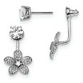 thumbnail image 1 of Sterling Silver Rhodium-plated CZ Studs with CZ Flower Jacket Earrings, 1 of 1