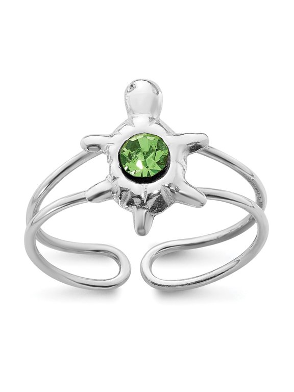 Sterling Silver Rhodium-plated CZ Turtle Toe Ring