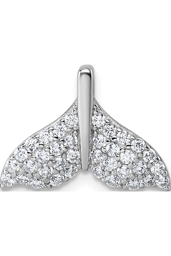 Sterling Silver Rhodium-plated CZ Whale Tail Pendant Material Primary Purity Refined Chic Fashionable A classic choice for celebrating love and achievement