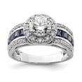 thumbnail image 1 of Sterling Silver Rhodium-plated CZ and Lab Created Sapphire Ring, 1 of 6