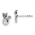 thumbnail image 1 of Sterling Silver Rhodium-plated Cat Post Earrings, 1 of 1