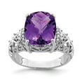 thumbnail image 1 of Sterling Silver Rhodium-plated Checker-Cut Amethyst & Diamond Ring QR3061AM, 1 of 5