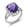 thumbnail image 1 of Sterling Silver Rhodium-plated Checker-Cut Amethyst Ring, 1 of 1