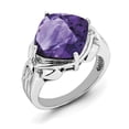 thumbnail image 1 of Sterling Silver Rhodium-plated Checker-Cut Amethyst Ring, 1 of 1