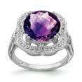 thumbnail image 1 of Sterling Silver Rhodium-plated Checker-Cut Amethyst Ring, 1 of 6