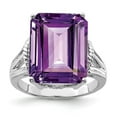 thumbnail image 1 of Sterling Silver Rhodium-plated Checker-Cut Amethyst Ring, 1 of 6