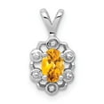 thumbnail image 1 of 925 Sterling Silver Polished Citrine and Diamond Pendant Necklace 15x9mm Wide Pendant for Women, 1 of 4