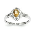 thumbnail image 1 of 925 Sterling Silver Polished Citrine and Diamond Ring Size 9 2mm Wide -  Jewelry Gift for Mom, 1 of 2