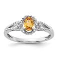 thumbnail image 1 of Sterling Silver Rhodium-plated Citrine & Diamond Ring, 1 of 1