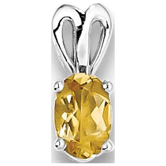 925 Sterling Silver Polished back Citrine Pendant Necklace Pendant for Women - .39 cwt