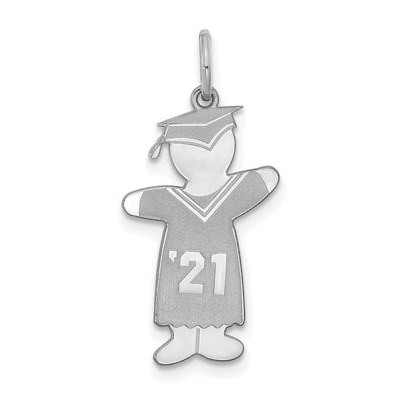 Sterling Silver Rhodium-plated Class of 2021 Boy Cuddle Charm
