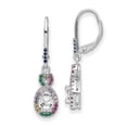 thumbnail image 1 of Sterling Silver Rhodium-plated Colorful CZ Infinity Dangle Leverback Earrings, 1 of 2
