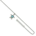 thumbnail image 1 of Sterling Silver Rhodium-plated Created Blue Opal Turtle w/ 1in ext. Anklet, 1 of 2