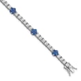 thumbnail image 1 of Finest Gold Sterling Silver Rhodium-Plated Cr Blue Spinel & CZ Flower 7 in. Bracelet, 1 of 4