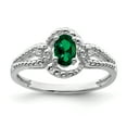 thumbnail image 1 of Sterling Silver Rhodium-plated Created Emerald & Diam. Ring, 1 of 1