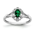 thumbnail image 1 of Sterling Silver Rhodium-plated Created Emerald & Diamond Ring, 1 of 6