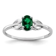 thumbnail image 1 of 925 Sterling Silver Polished Created Emerald Ring Size 6 2mm Wide - .36 cwt -  Jewelry Gift for Mom, 1 of 7