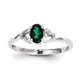 thumbnail image 1 of Sterling Silver Rhodium-plated Created Emerald Ring, 1 of 1