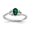 thumbnail image 1 of Sterling Silver Rhodium-plated Created Emerald Ring, 1 of 1