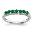 thumbnail image 1 of Sterling Silver Rhodium-plated Created Emerald and Diamond Ring, 1 of 2