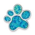 thumbnail image 1 of Sterling Silver Rhodium-plated Created Opal Inlay Paw Print Chain Slide QP5336, 1 of 4
