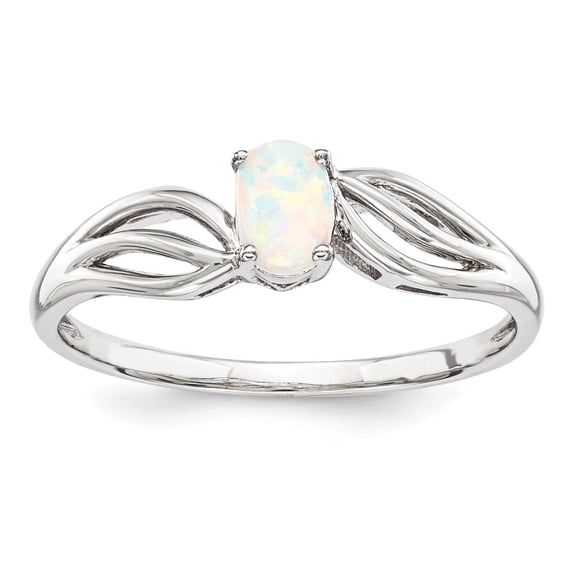925 Sterling Silver Polished Simulated Opal Ring Size 10 - .14 cwt -  Jewelry Gift for Mom