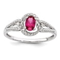 thumbnail image 1 of 925 Sterling Silver Polished Created Ruby and Diamond Ring Size 10 - Ring for Women, 1 of 5