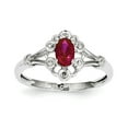 thumbnail image 1 of 925 Sterling Silver Polished Created Ruby and Diamond Ring Size 5 2mm Wide Ring for Women, 1 of 5