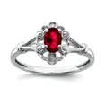 thumbnail image 1 of 925 Sterling Silver Polished Created Ruby and Diamond Ring Size 6 2mm Wide Ring for Women, 1 of 2