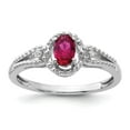 thumbnail image 1 of Sterling Silver Rhodium-plated Created Ruby & Diamond Ring, 1 of 7