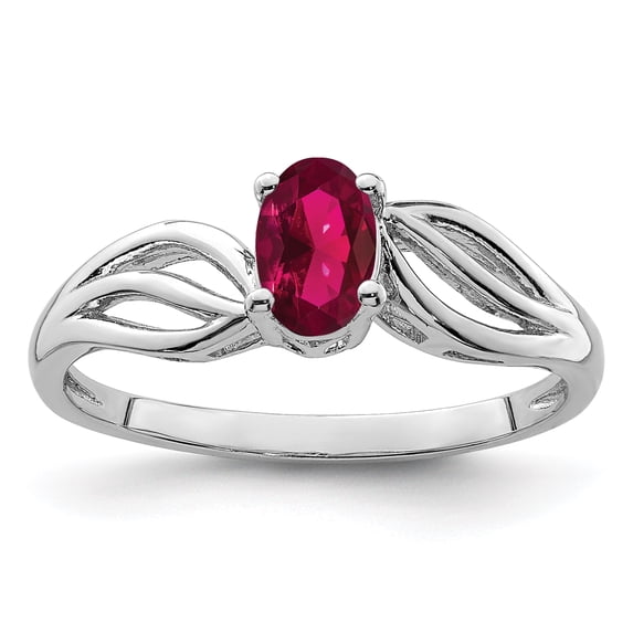Sterling Silver Rhodium-plated Created Ruby Ring