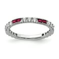 thumbnail image 1 of Sterling Silver Rhodium-plated Created Ruby and Round CZ Band QR7027, 1 of 6