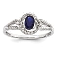 thumbnail image 1 of Sterling Silver Rhodium-plated Created Sapphire & Diam. Ring, 1 of 1