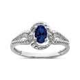 thumbnail image 1 of Sterling Silver Rhodium-plated Created Sapphire & Diamond Ring, 1 of 2