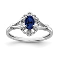 thumbnail image 1 of Sterling Silver Rhodium-plated Created Sapphire & Diamond Ring, 1 of 6