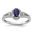 thumbnail image 1 of Sterling Silver Rhodium-plated Created Sapphire & Diamond Ring, 1 of 1