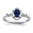 thumbnail image 1 of Sterling Silver Rhodium-plated Created Sapphire & Diamond Ring, 1 of 1