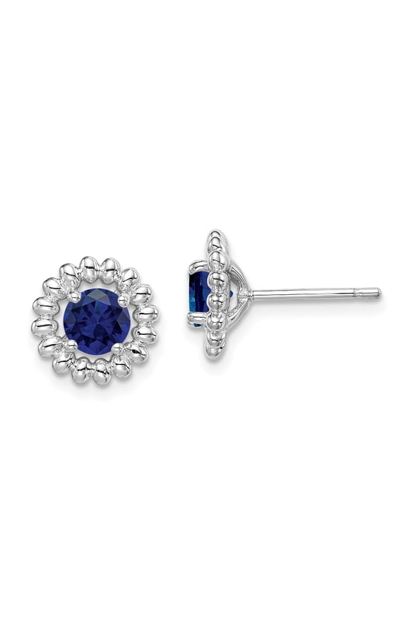 Sterling Silver Rhodium-plated Created Sapphire Earrings QE14495SEP