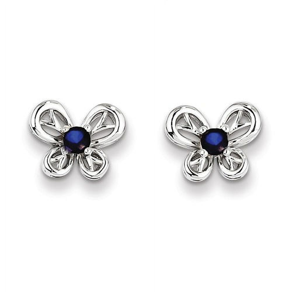 Sterling Silver Rhodium-plated Created Sapphire Earrings - image 1 of 5