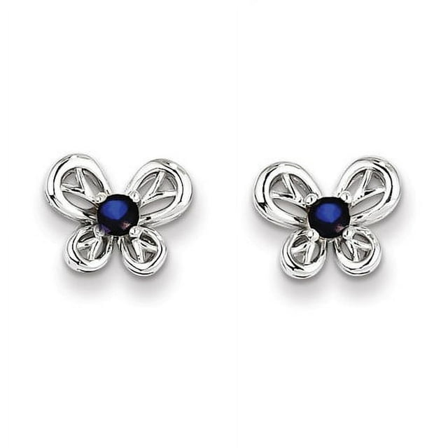 Sterling Silver Rhodium-plated Created Sapphire Earrings