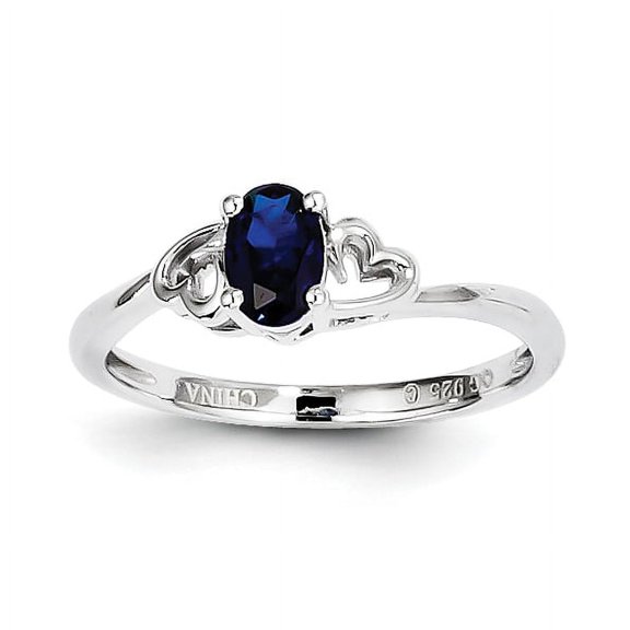 Sterling Silver Rhodium-plated Created Sapphire Ring