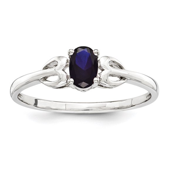 Sterling Silver Rhodium-plated Created Sapphire Ring