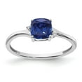 thumbnail image 1 of Sterling Silver Rhodium-plated Created Sapphire and Diamond Ring, 1 of 4
