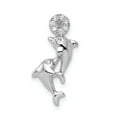 thumbnail image 1 of Sterling Silver Rhodium-plated Crystal Dolphins Chain Slide, 1 of 3