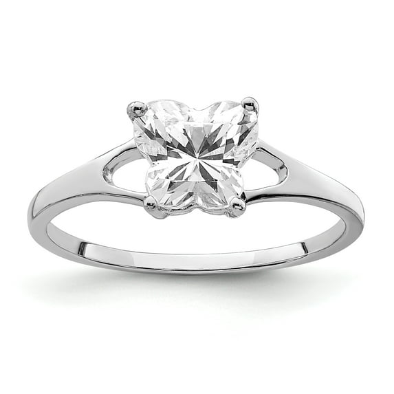 Sterling Silver Rhodium-plated Cubic Zirconia Butterfly Ring Size 6