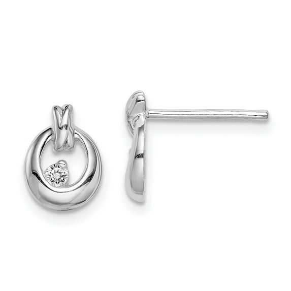 Sterling Silver Rhodium-plated Cubic Zirconia Circle Earrings